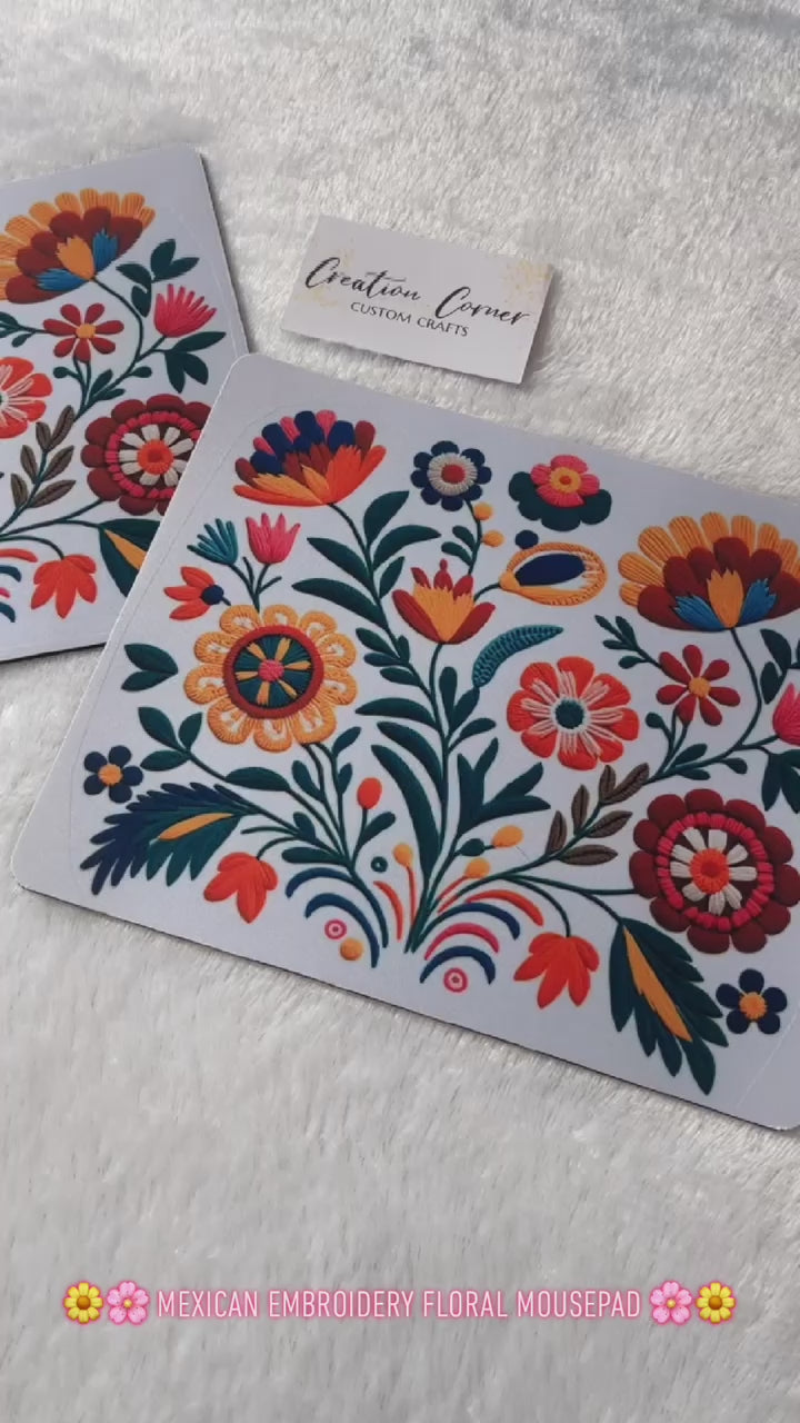 Mexican Embroidery Floral Mouse Pad